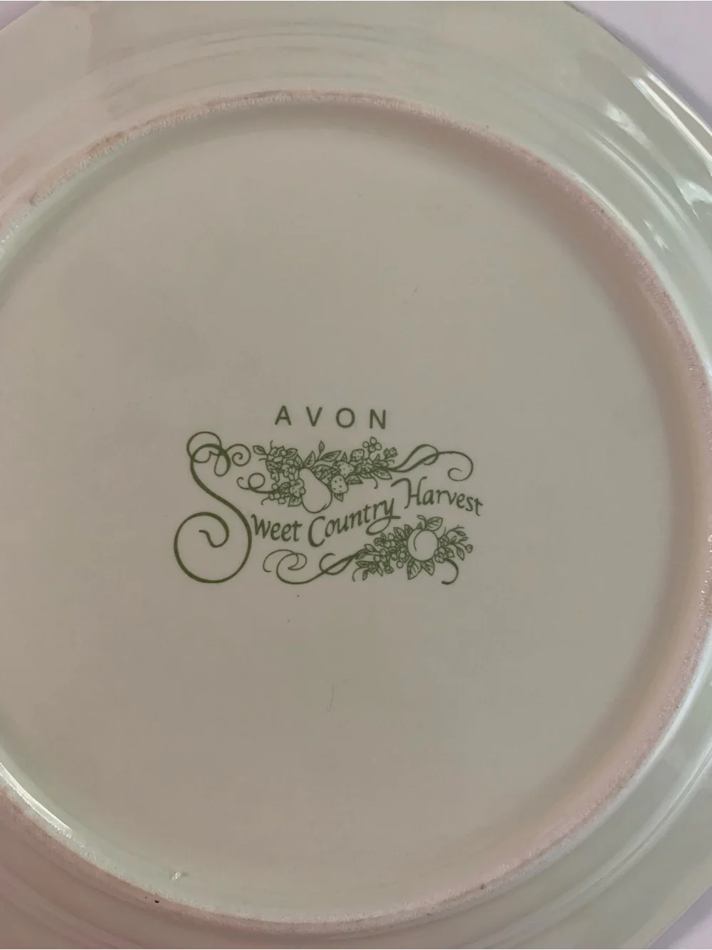 Three Avon Sweet Country Harvest Cream Ceramic Dish with Pink Trim